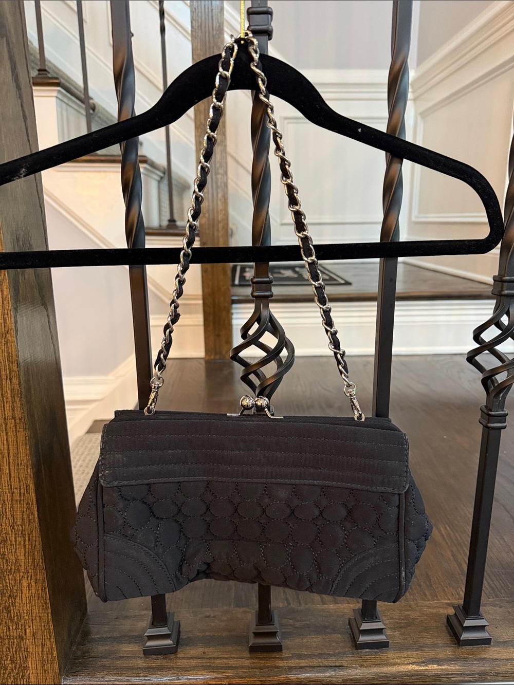 Vera Bradley Black  Quilted Chain-Handle Shoulder Bag
